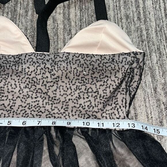 Emerald Sundae Juniors Size 7 Sequin Cocktail Mini Dress‎ Black Silver Side Zip - Picture 8 of 9